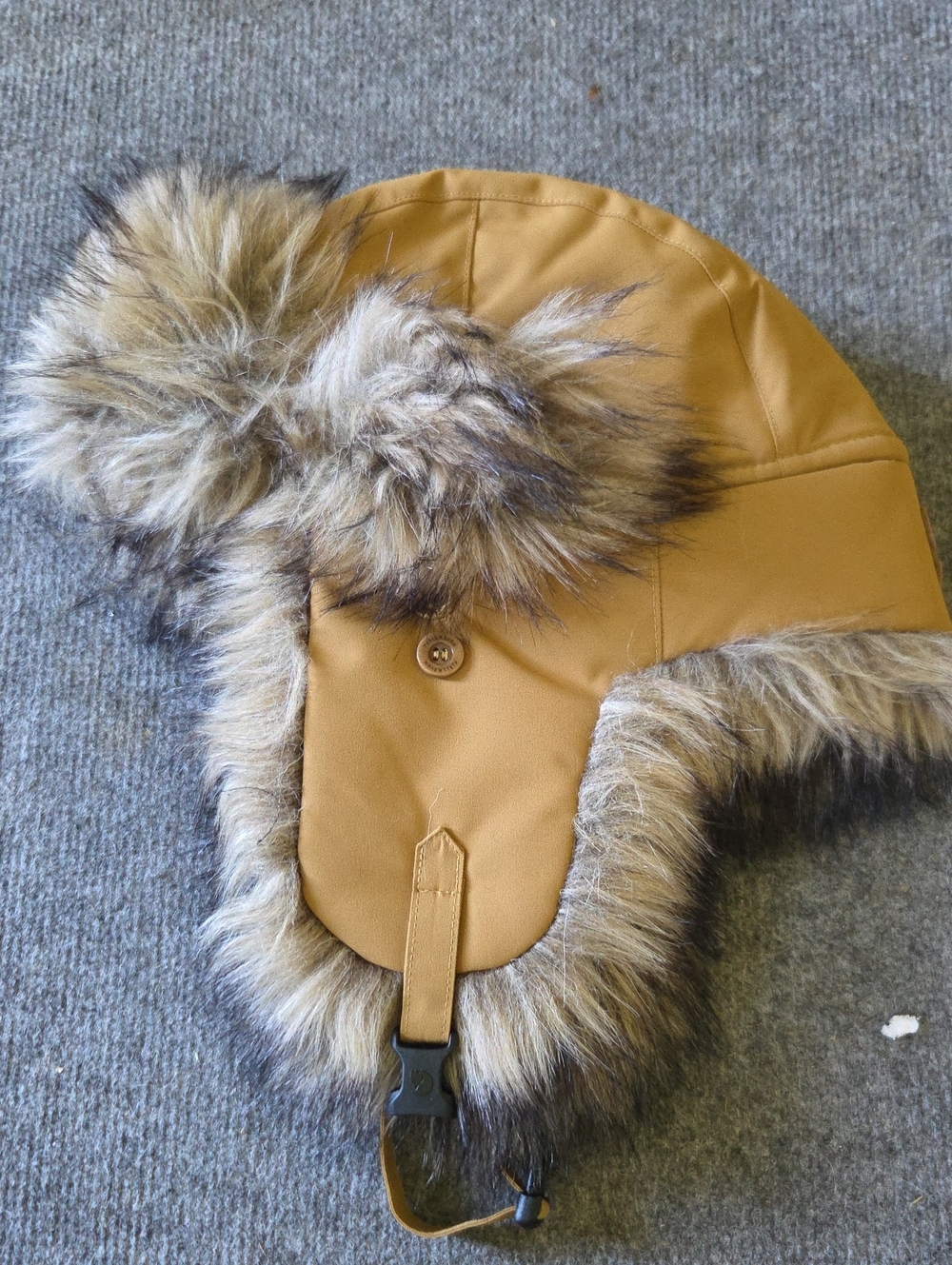 Fjallraven Quilted Jacket with Faux Fur Trim in Brown Size Medium